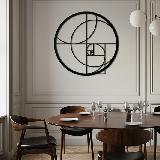 Golden Ratio Circular Metal Wall Art - Fibonacci-Inspired Geometric Design - KAF145 - Tampa Home & Garden Store