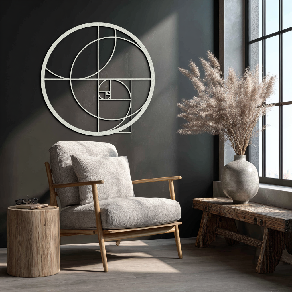 Golden Ratio Circular Metal Wall Art - Fibonacci-Inspired Geometric Design - KAF145 - Tampa Home & Garden Store