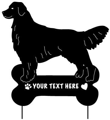 Golden Retriever statue wall art silhouette on bone-shaped base with text plate Rustica Ornamentals lawn decor on Tampa Home & Garden Store