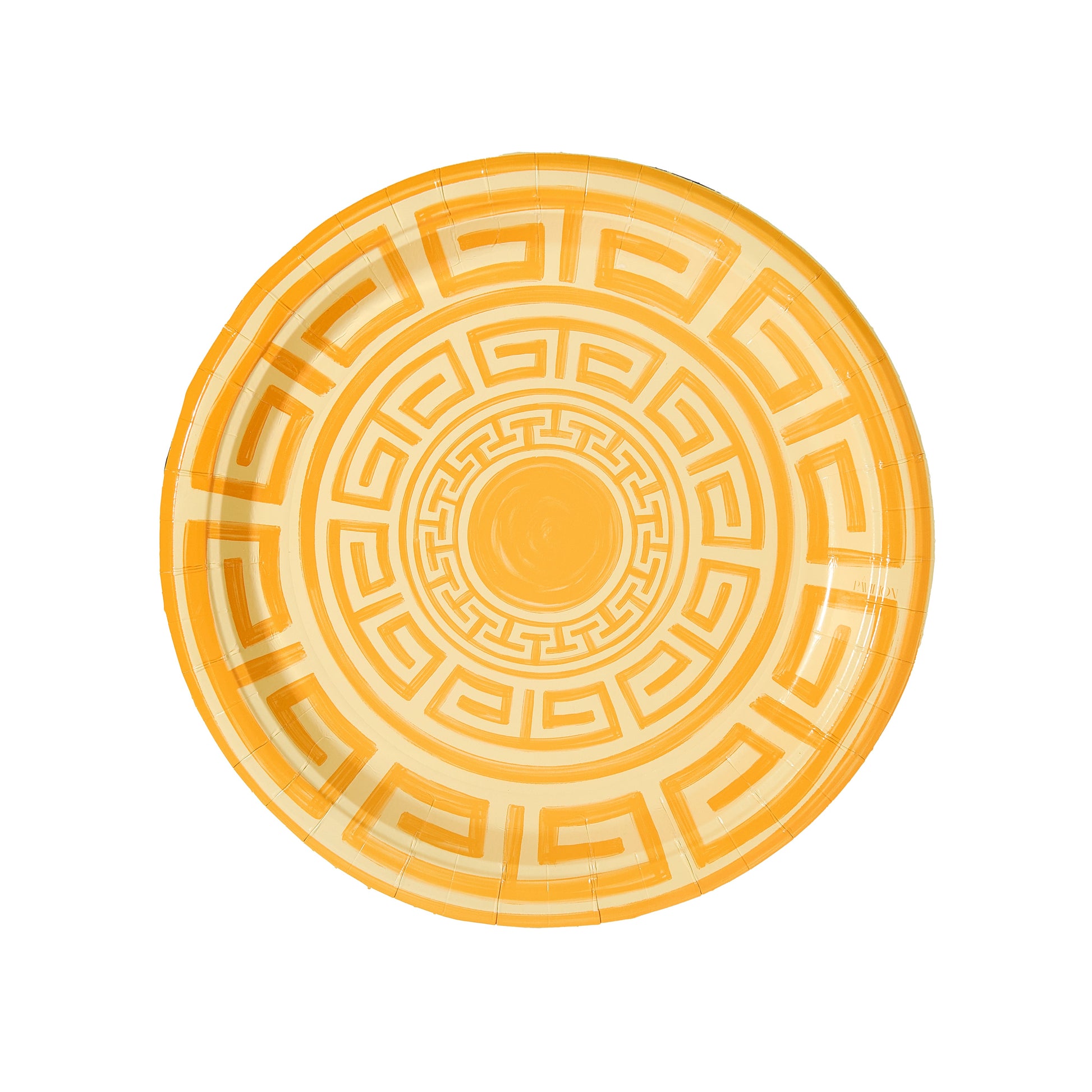 Golden and Butter Yellow Greek Key Dinner Paper Plates - 8 pack - Tampa Home & Garden Store