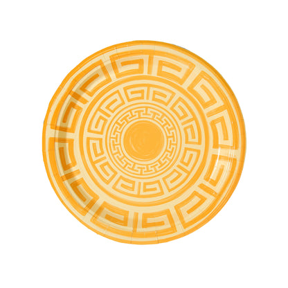 Golden and Butter Yellow Greek Key Dinner Paper Plates - 8 pack - Tampa Home & Garden Store
