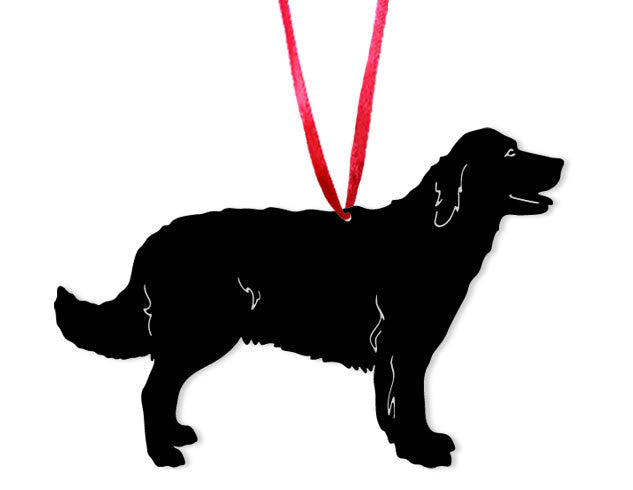 Golden Retriever plant stake silhouette, black with red cord, by Rustica Ornamentals on Tampa Home & Garden Store