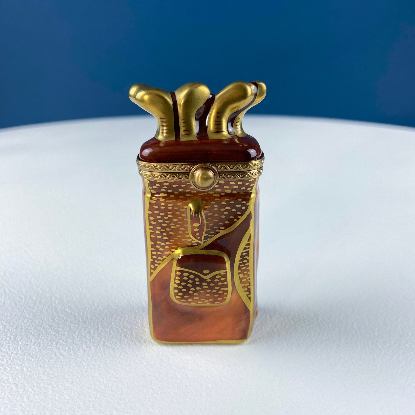Golf Club Bag Collectible Porcelain Limoges Box.  Miniature Hand Painted Pill or Trinket Box. Gift for Golfing Dad, Buddy, Him Her. - Tampa Home & Garden Store