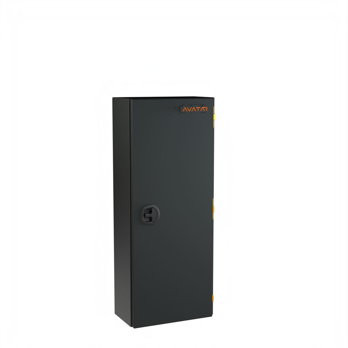 Avatar Caddie Storage Box in black metal with orange Avatar logo, golf bag accessory on Tampa Home & Garden Store