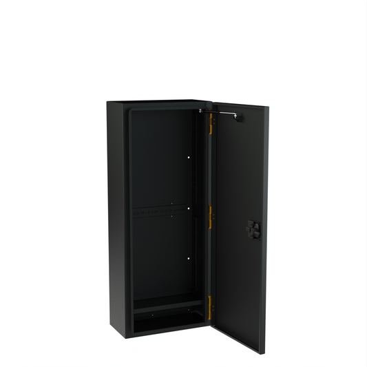Avatar Caddie Storage Box black metal golf storage cabinet with open doors on Tampa Home & Garden Store