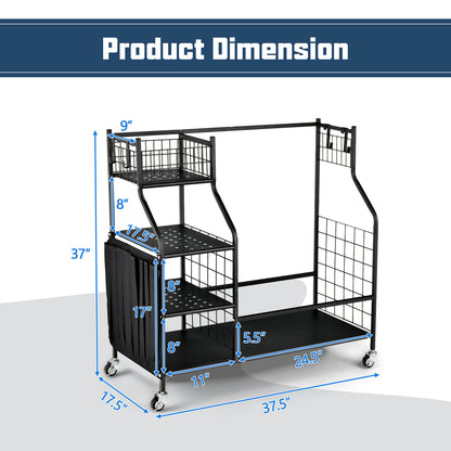 Double Golf Bag Organizer DirectDeals with lockable universal wheels and dual baskets on Tampa Home & Garden Store