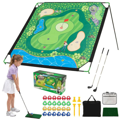 Golf Chipping Practice Net 71x71 Inch With Clubs