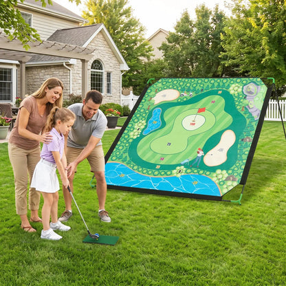 Golf Chipping Practice Net 71x71 Inch With Clubs