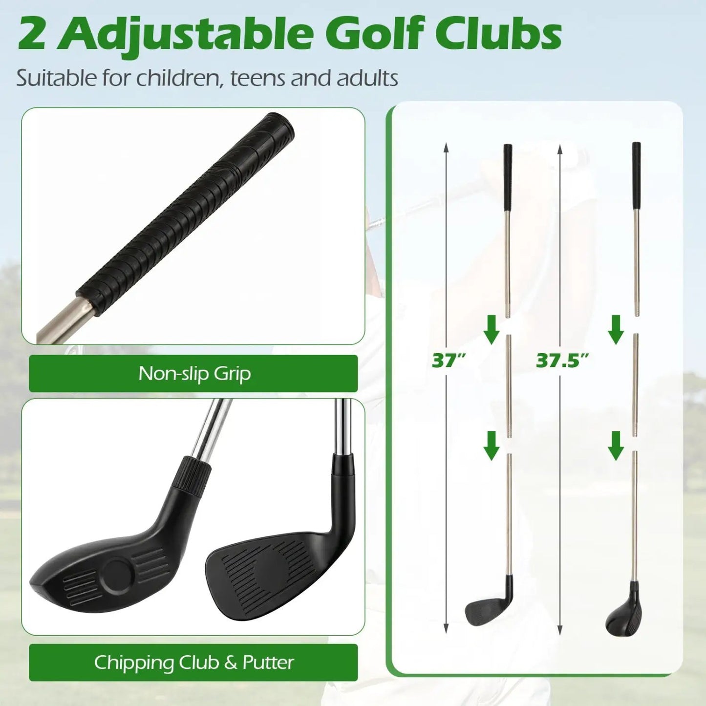 Golf Chipping Practice Net 71x71 Inch With Clubs