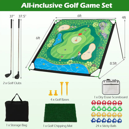 Golf Chipping Practice Net 71x71 Inch With Clubs