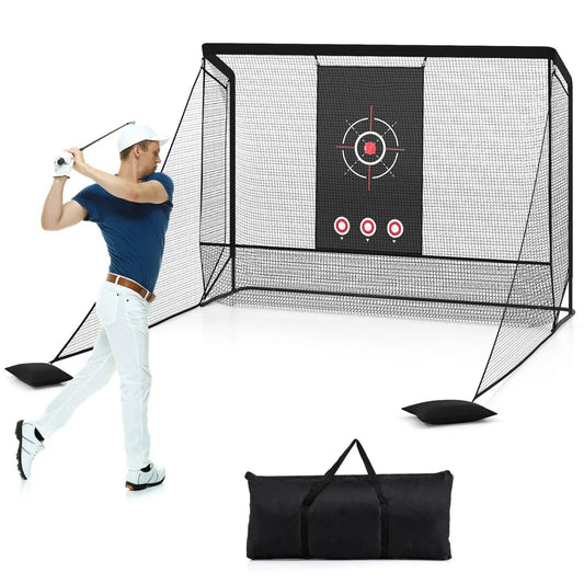 Golf Practice Net with Dual Barriers and Frame