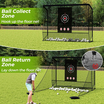 Golf Practice Net with Dual Barriers and Frame