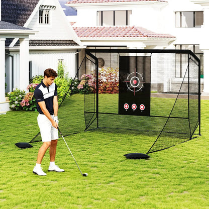Golf Practice Net with Dual Barriers and Frame