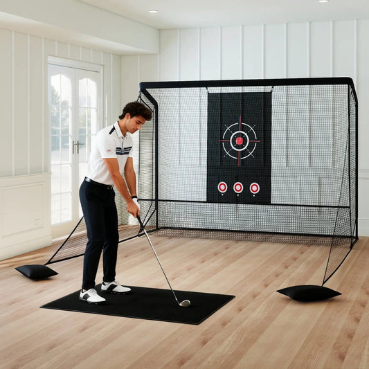 Golf Practice Net with Dual Barriers and Frame