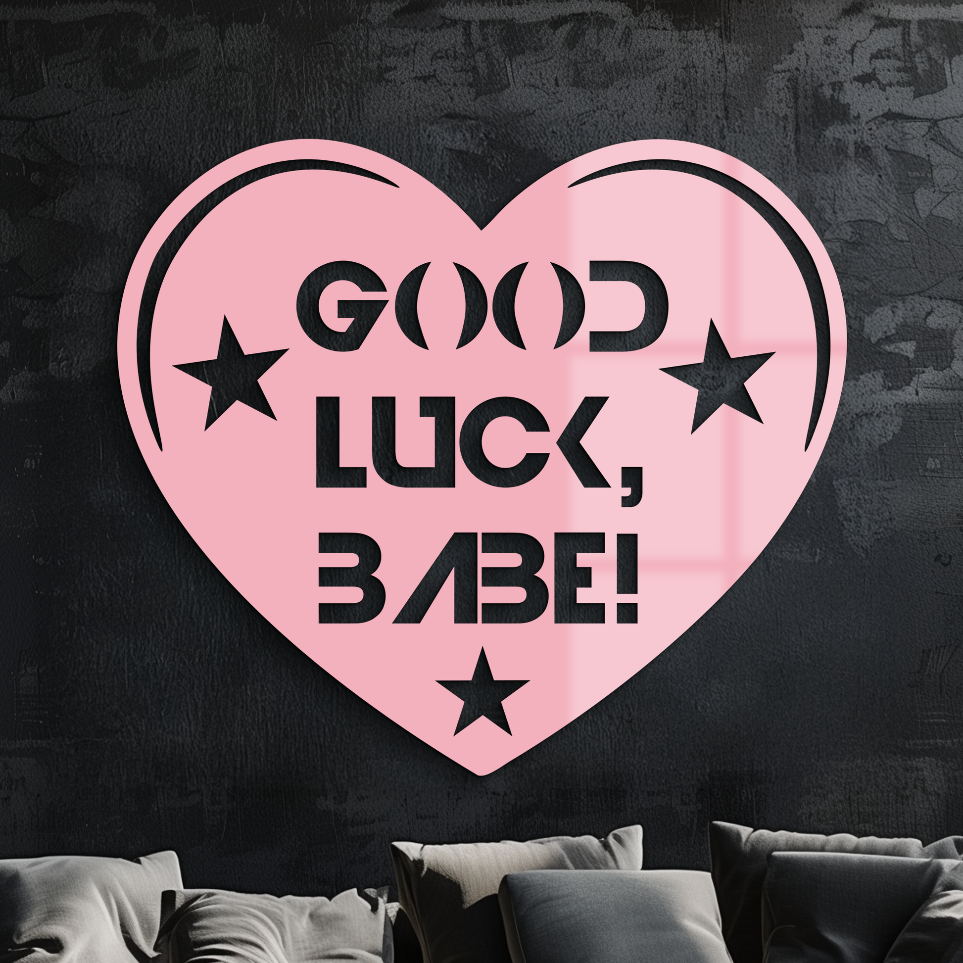 Good Luck Babe Heart Metal Wall Art – Positive Vibes Star Design - KAFGP120 - Tampa Home & Garden Store