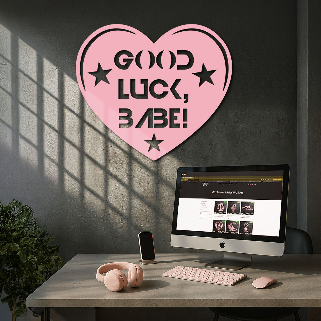 Good Luck Babe Heart Metal Wall Art – Positive Vibes Star Design - KAFGP120 - Tampa Home & Garden Store