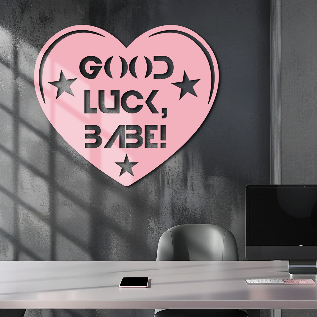 Good Luck Babe Heart Metal Wall Art – Positive Vibes Star Design - KAFGP120 - Tampa Home & Garden Store