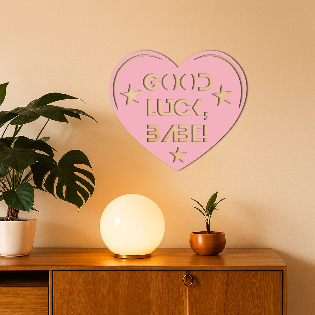 Good Luck Babe Heart Metal Wall Art – Positive Vibes Star Design - KAFGP120 - Tampa Home & Garden Store