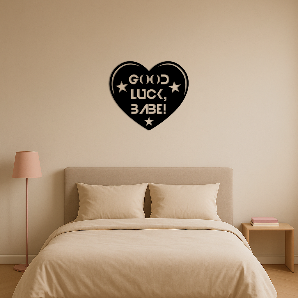 Good Luck Babe Heart Metal Wall Art – Positive Vibes Star Design - KAFGP120 - Tampa Home & Garden Store