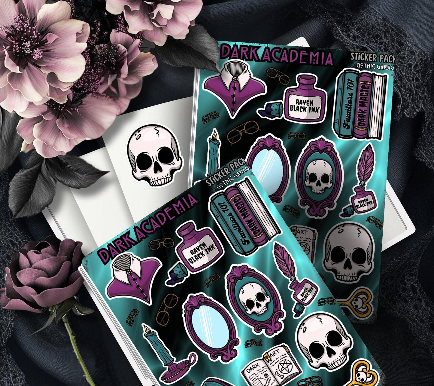 Gothic Dark Academia Sticker Sheet – A Study in Elegance and Mystery  - Perfect for Scrapbooking and Collecting - Tampa Home & Garden Store