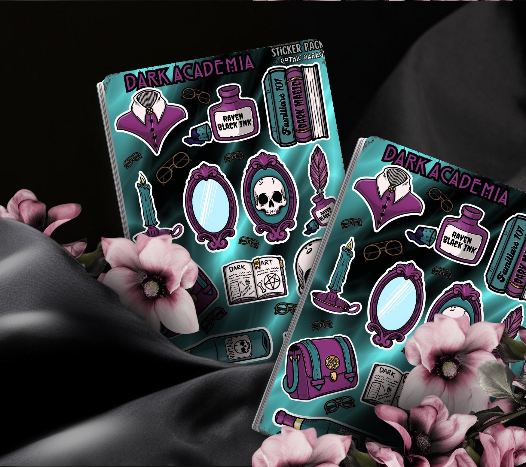 Gothic Dark Academia Sticker Sheet – A Study in Elegance and Mystery  - Perfect for Scrapbooking and Collecting - Tampa Home & Garden Store