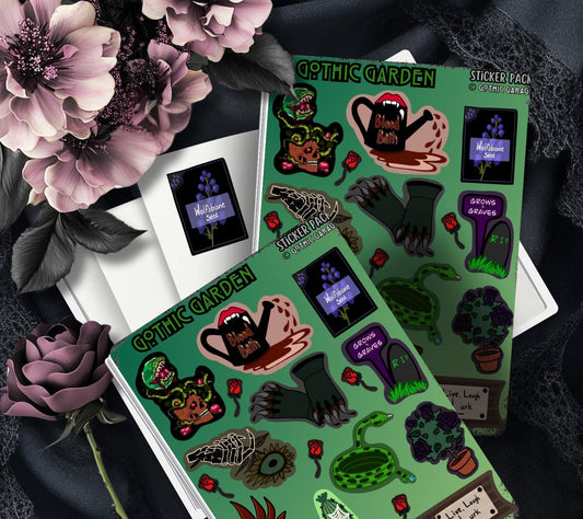 Gothic Garden Sticker Sheet – Where Creepy Blooms and Dead Things Grow - Tampa Home & Garden Store
