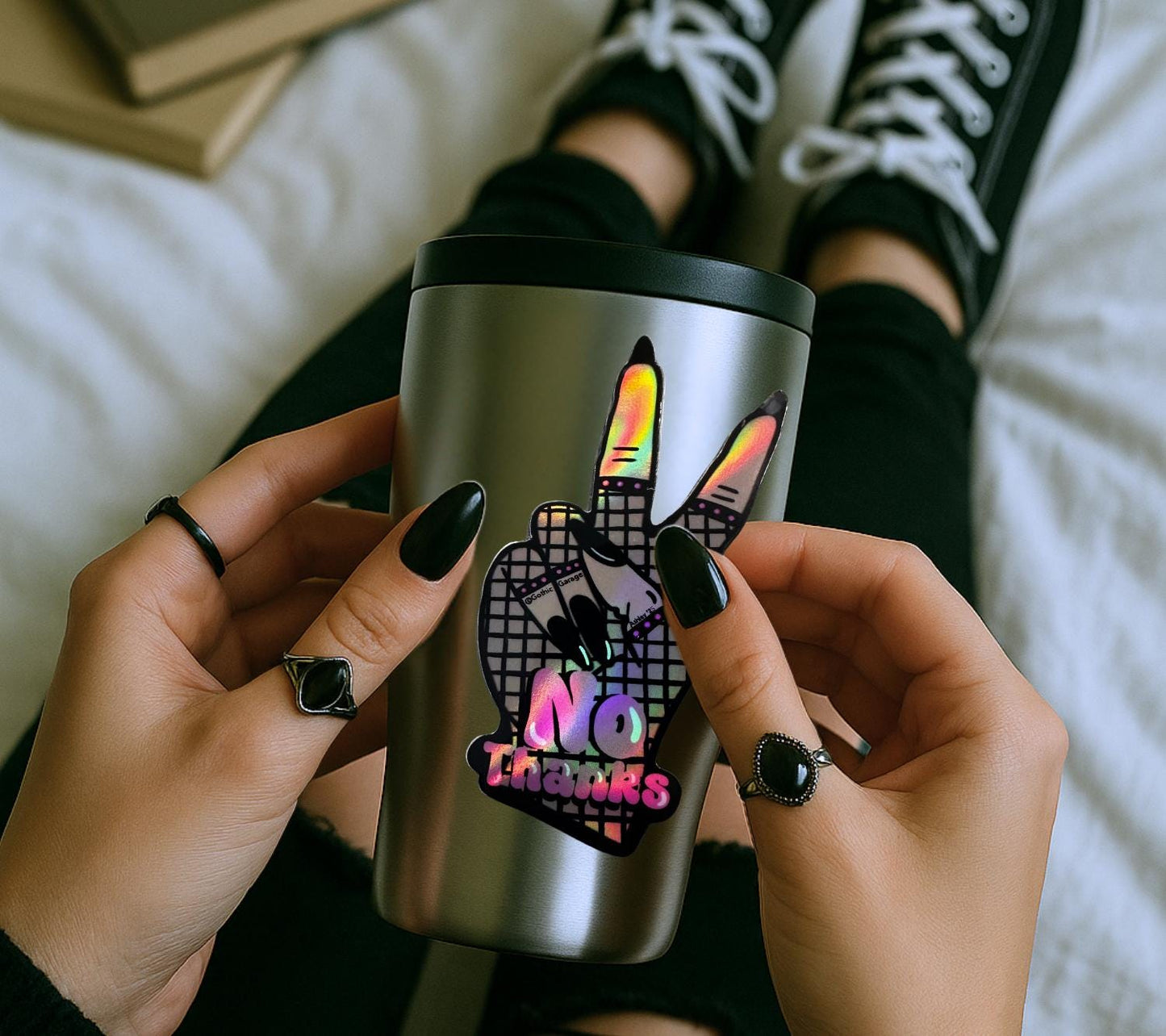Gothic Hand Waterproof Sticker: Punk Princess No Thanks Vinyl Decal - Tampa Home & Garden Store