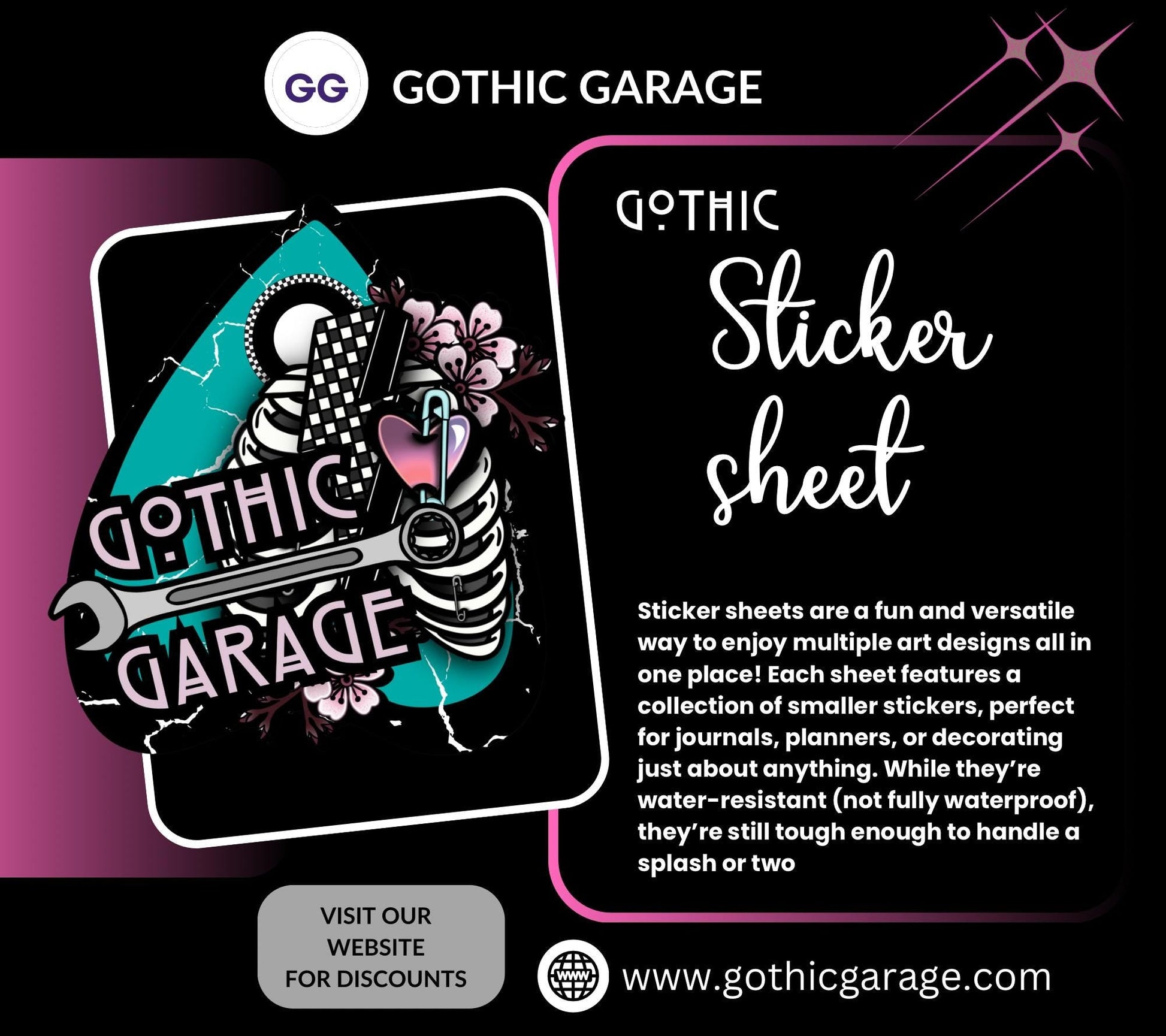 Gothic Horror Girl Sticker Sheet – Pretty in Pinky, Deadly in Action!  - Perfect for Horror Fans Scrapbooking & Collecting - Tampa Home & Garden Store
