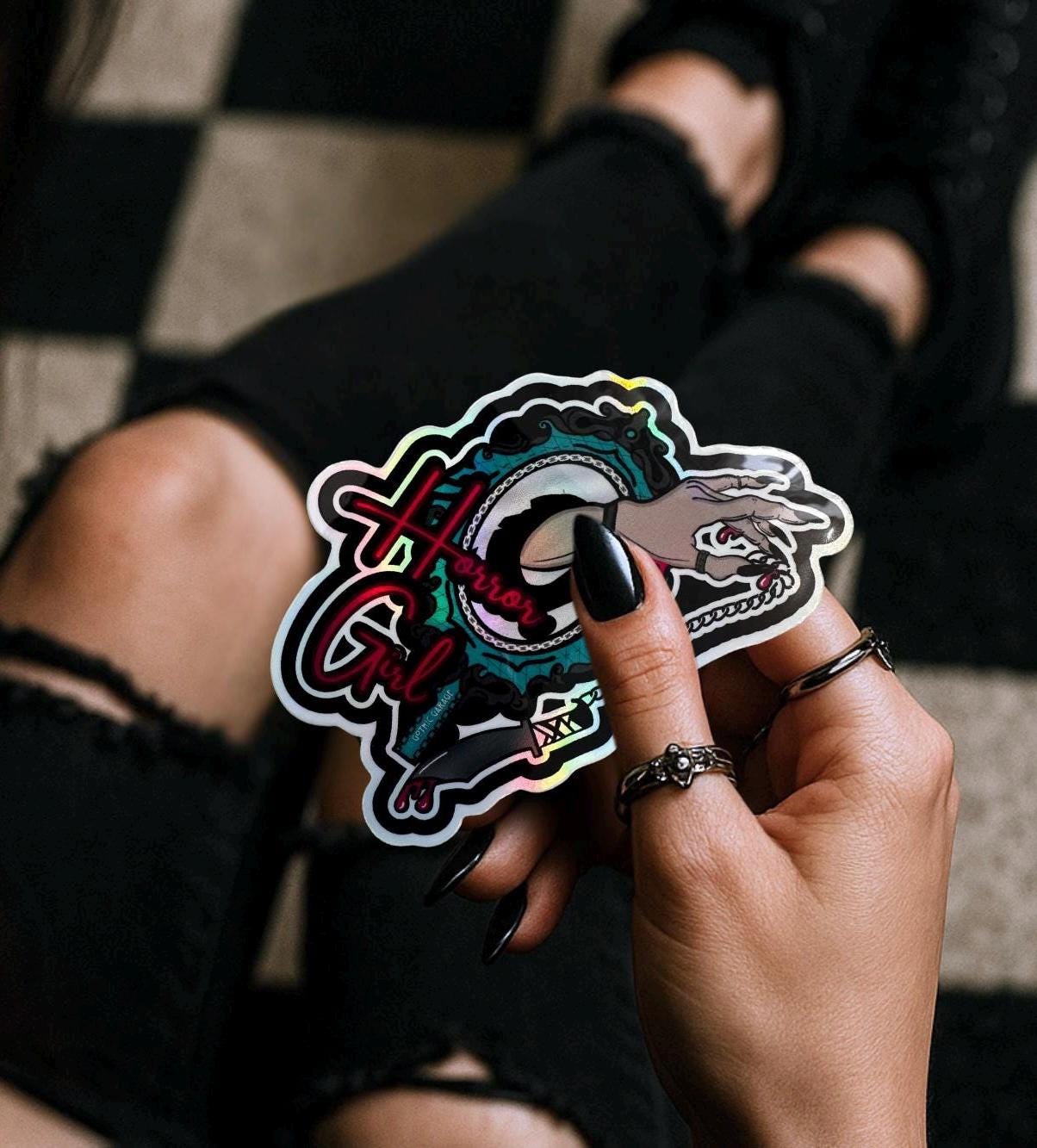 Gothic Horror Girl Sticker: Waterproof Die Cut, Glossy or Holographic - Tampa Home & Garden Store