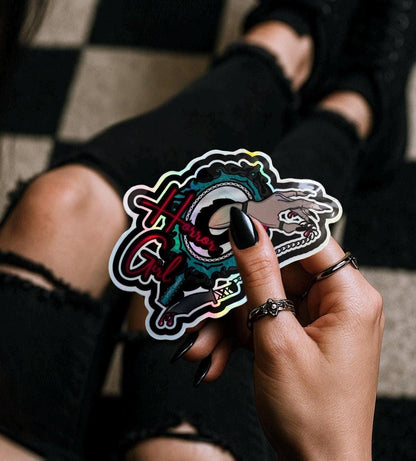 Gothic Horror Girl Sticker: Waterproof Die Cut, Glossy or Holographic - Tampa Home & Garden Store