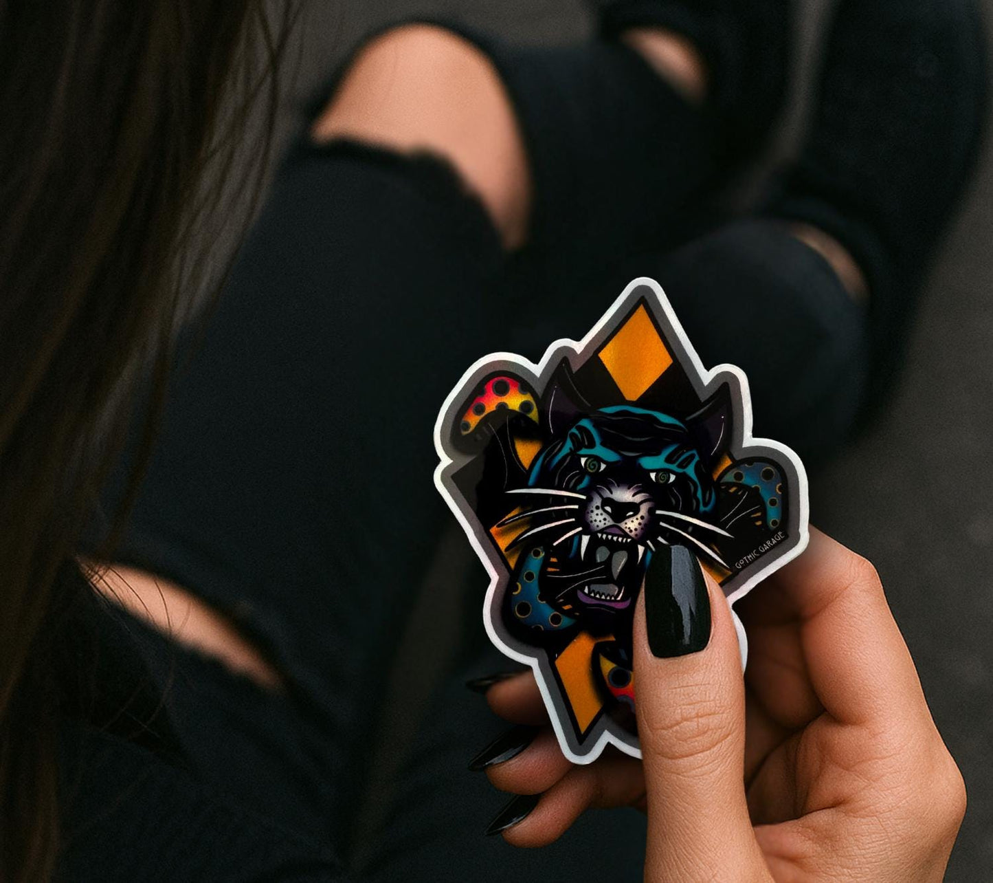 Gothic Mushroom Tiger Sticker: Waterproof Die Cut, Glossy or Holographic - Tampa Home & Garden Store
