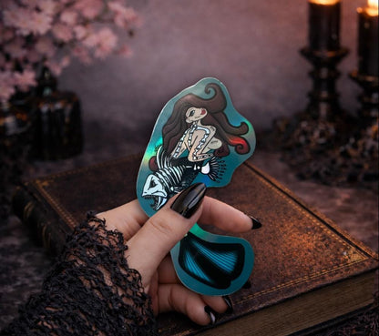 Gothic Nude Mermaid Die Cut Waterproof Sticker—Dive deep into haunting waters with this mesmerizing dark fantasy sticker! - Tampa Home & Garden Store
