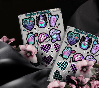 Gothic Pastel Hearts Sticker Sheets for Collecting and Scrapbooking - High-Quality, Vibrant Designs, Perfect Budget Friendly Gifts - Tampa Home & Garden Store