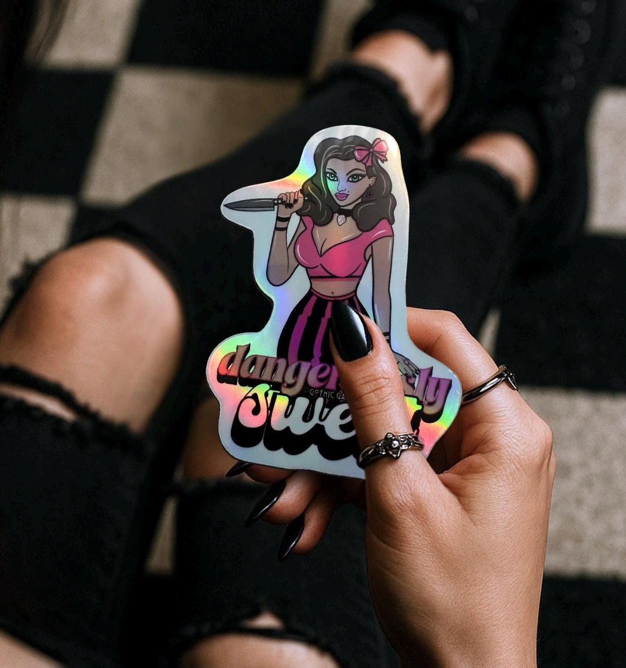 Gothic Pin-Up Girl Sticker: Dangerously Sweet, Waterproof Vinyl - Tampa Home & Garden Store