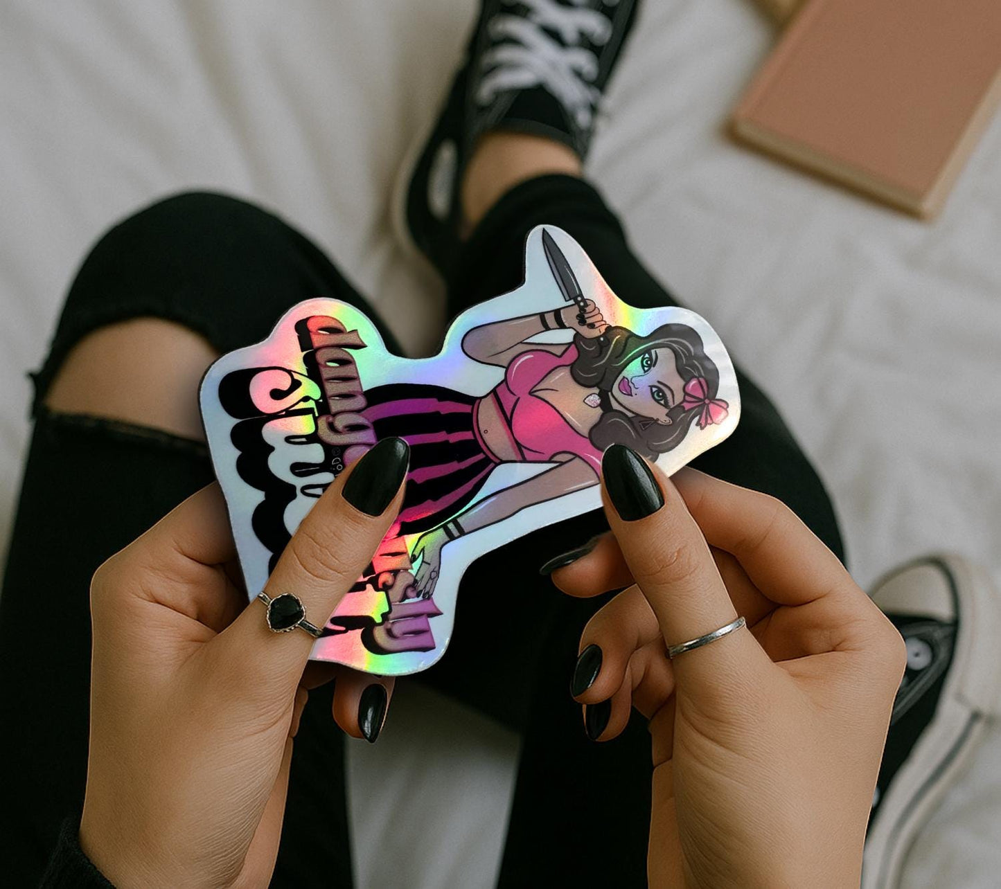 Gothic Pin-Up Girl Sticker: Dangerously Sweet, Waterproof Vinyl - Tampa Home & Garden Store