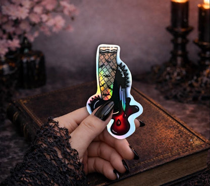 Gothic Punk Heel Sticker: Knife Blade, Fishnet Leg - Waterproof Die Cut - Tampa Home & Garden Store