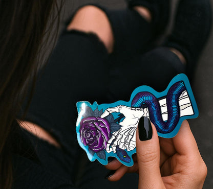 Gothic Snake & Purple Rose Sticker: Waterproof Vinyl Die Cut - Tampa Home & Garden Store