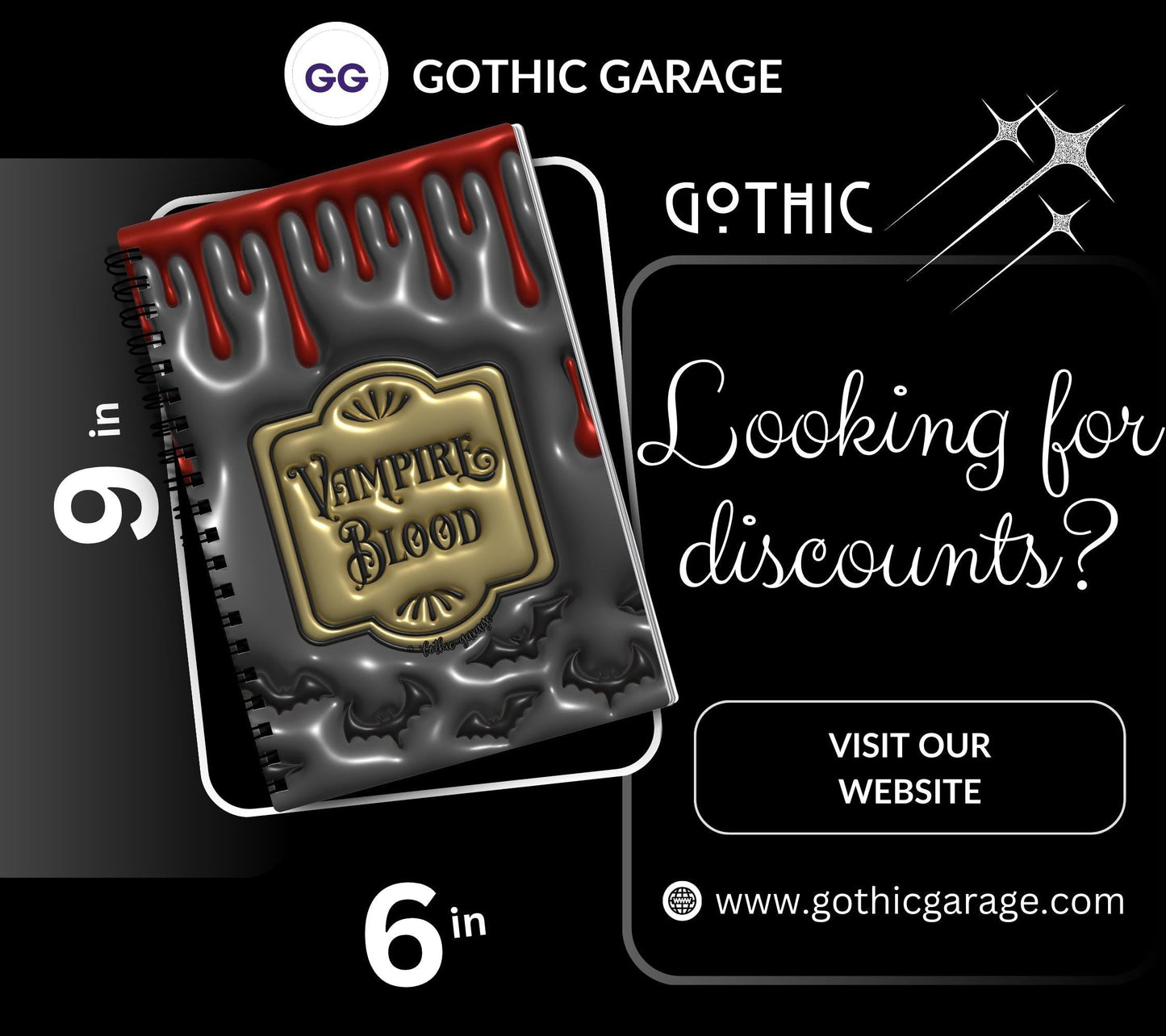 Gothic Vampire Blood Reusable Sticker Book, Gothic Vibe Sticker Album, Perfect Gift to Personalize for Goth Lovers & Sticker Collectors - Tampa Home & Garden Store
