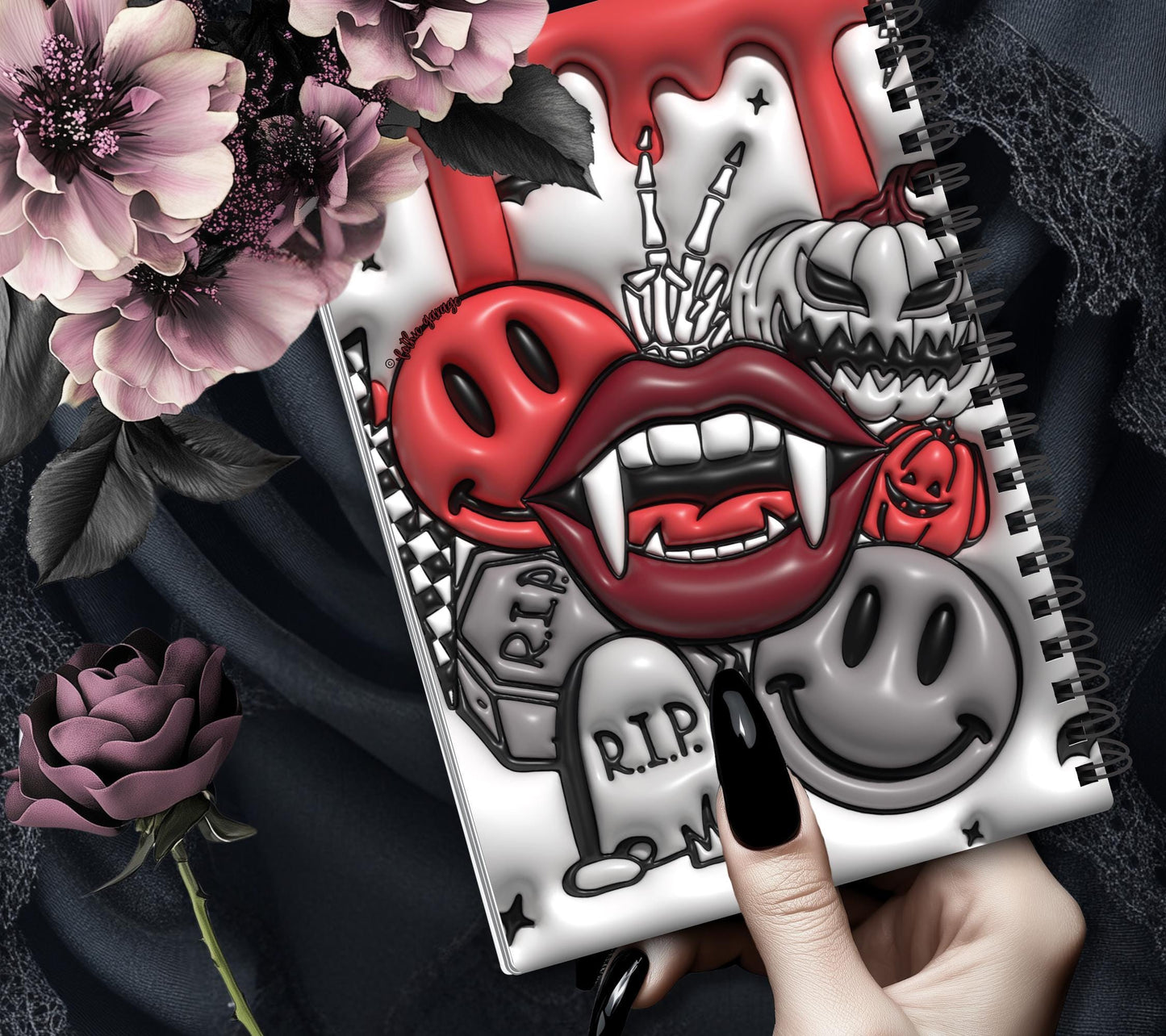 Gothic Vampire Collage Reusable Sticker Book, Gothic Vibe Sticker Album, Perfect Gift to Personalize for Goth Lovers & Sticker Collectors - Tampa Home & Garden Store