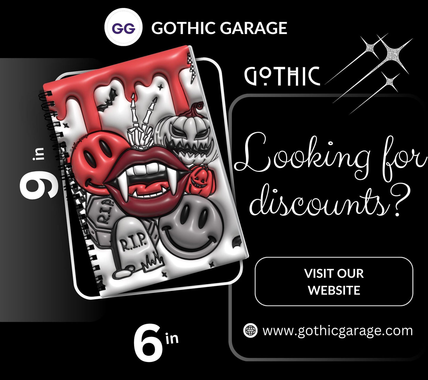 Gothic Vampire Collage Reusable Sticker Book, Gothic Vibe Sticker Album, Perfect Gift to Personalize for Goth Lovers & Sticker Collectors - Tampa Home & Garden Store
