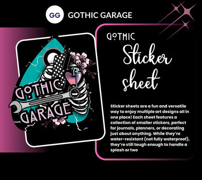 Gothic Witchy Oddities Sticker Sheet, Aesthetic Skulls, Mystical Moons & Plants - Perfect for Scrapbooking and Collecting - Tampa Home & Garden Store