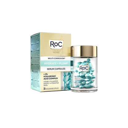 RoC Hydrating & Revitalizing Serum Capsules bottle with turquoise capsules on RoC box on Tampa Home & Garden Store