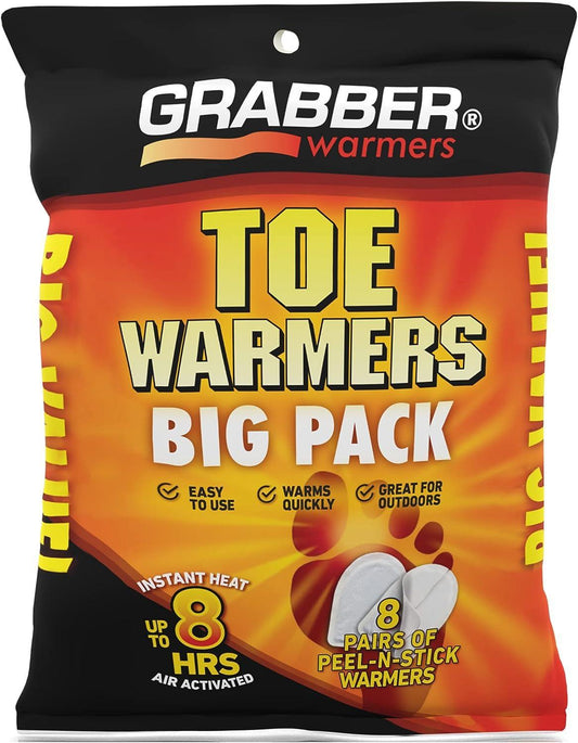 Grabber Toe Warmers - Long Lasting Safe Natural Odorless Air Activated Warmers - Up to 8 Hours of Heat - 8 Pair Pack - Tampa Home & Garden Store