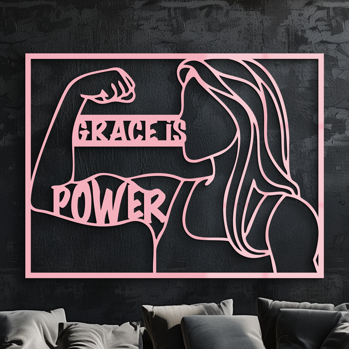 Grace is Power Woman Silhouette Metal Wall Art - KAFGP033 - Tampa Home & Garden Store