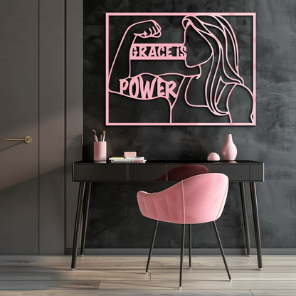 Grace is Power Woman Silhouette Metal Wall Art - KAFGP033 - Tampa Home & Garden Store