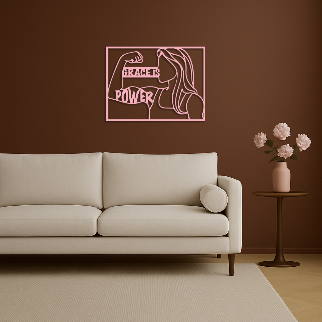 Grace is Power Woman Silhouette Metal Wall Art - KAFGP033 - Tampa Home & Garden Store