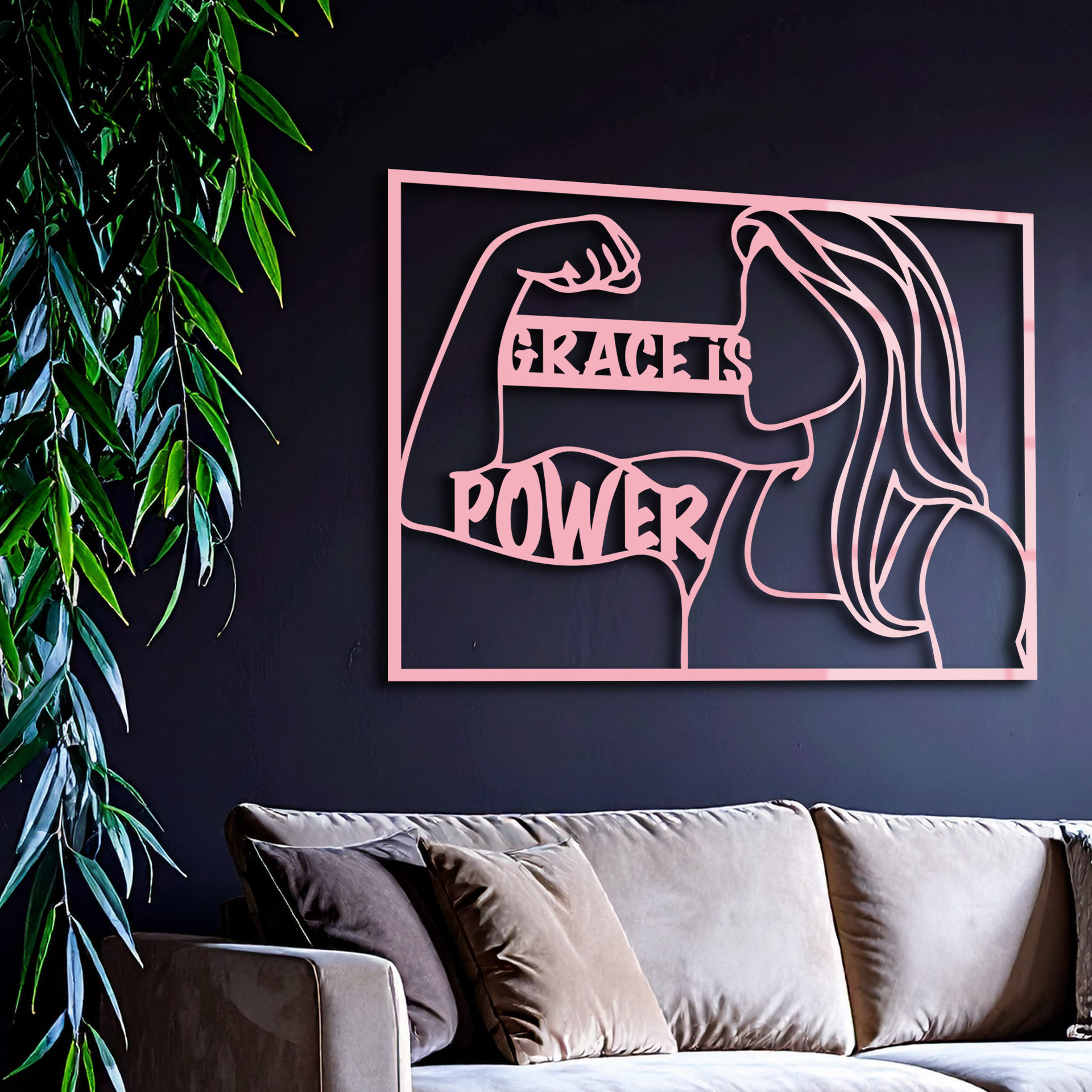 Grace is Power Woman Silhouette Metal Wall Art - KAFGP033 - Tampa Home & Garden Store