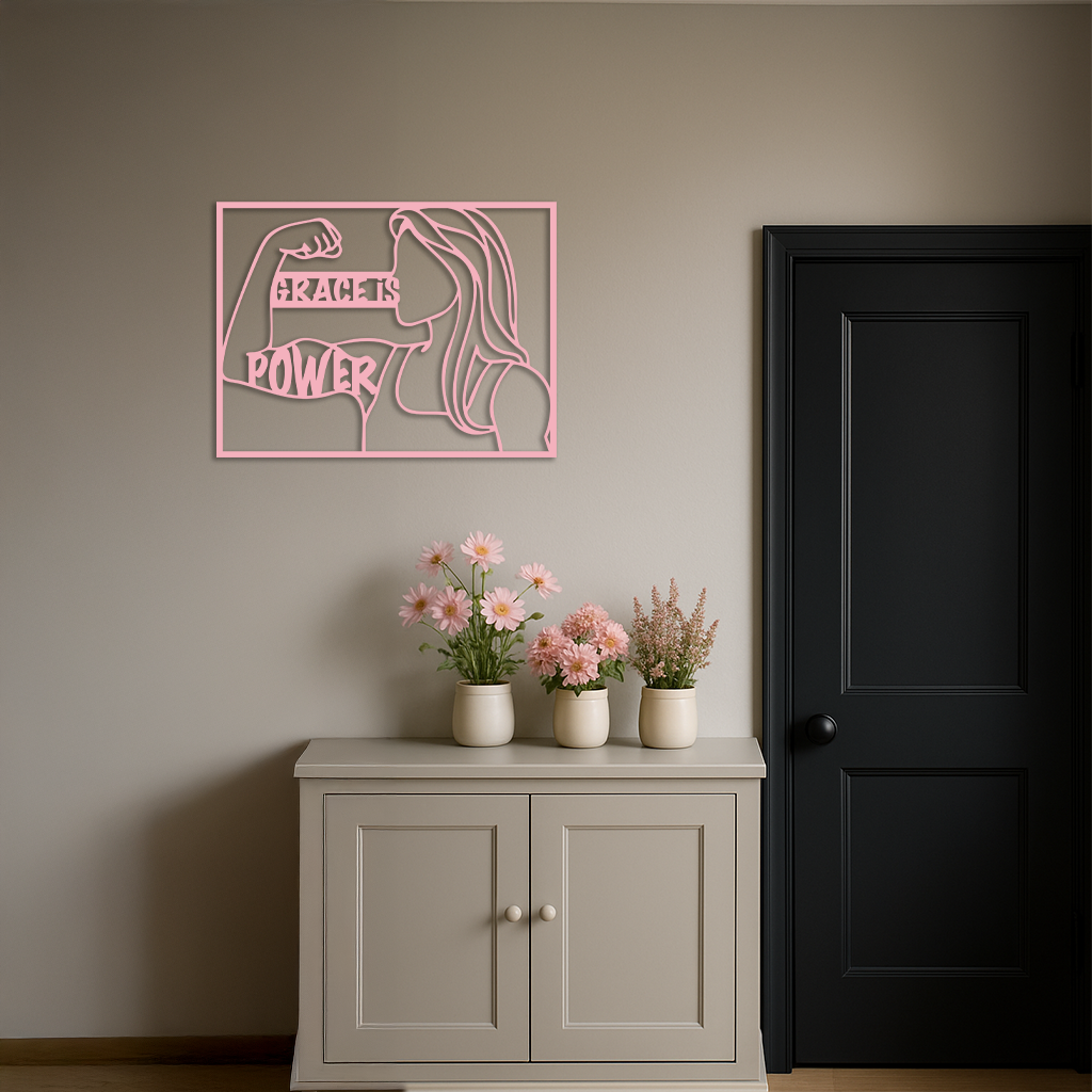 Grace is Power Woman Silhouette Metal Wall Art - KAFGP033 - Tampa Home & Garden Store