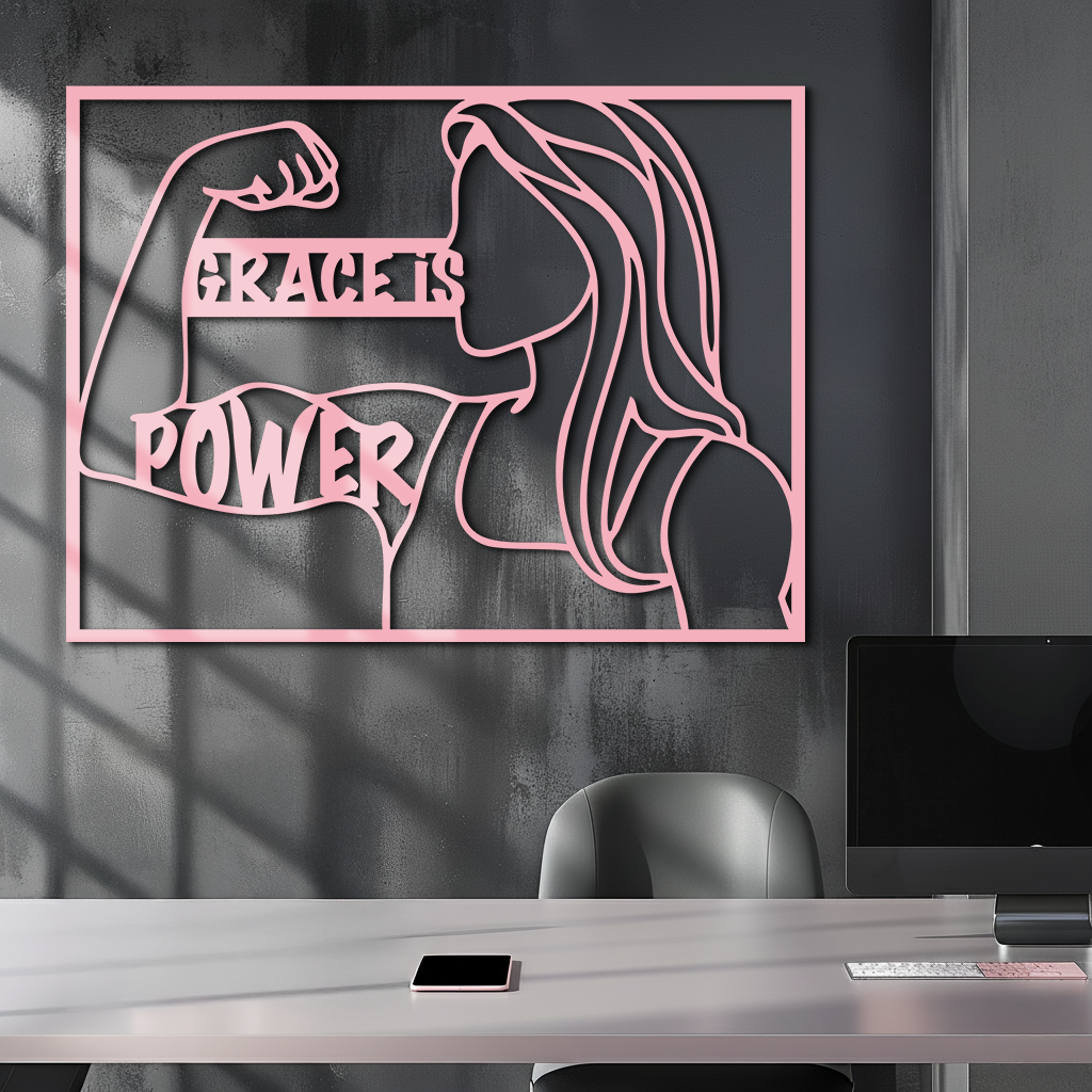 Grace is Power Woman Silhouette Metal Wall Art - KAFGP033 - Tampa Home & Garden Store