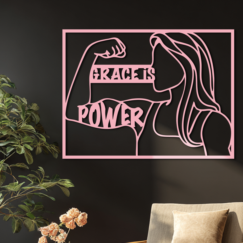 Grace is Power Woman Silhouette Metal Wall Art - KAFGP033 - Tampa Home & Garden Store